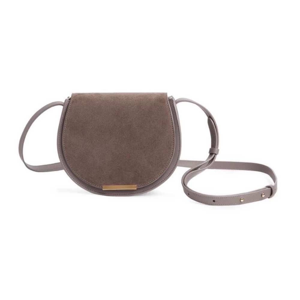 Cuyana Grey Leather and Suede Crossbody Bag